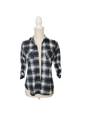 Ultra Flirt Navy and White Plaid Shirt